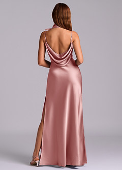 Azazie Yazmine Final Sale Dusty Rose Mermaid Pleated Stretch Satin Dress image7