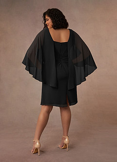 Azazie Mirra Mother of the Bride Dresses Black Sheath Scoop Pleated Chiffon Dress image9