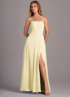 Azazie Carolyn Abiti da Damigella Abito A-Line in Chiffon Plissettato Sorbetto Al Limone image5