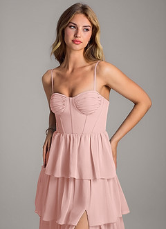 Azazie Alanna Bridesmaid Dresses Powder Pink A-Line Sweetheart Neckline Chiffon Dress image2