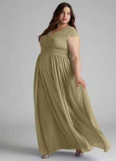 Azazie Organa Abiti da Damigella Abito A-Line in Chiffon Plissettato Verde Muschio image9