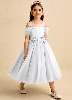 Azazie Juni Robe Demoiselle D'honneur Fillette Robe Princesse en Tulle Plissée Blanc image6