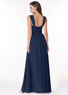 Azazie Zapheira Bridesmaid Dresses Dark Navy A-Line Ruched Chiffon Dress image2