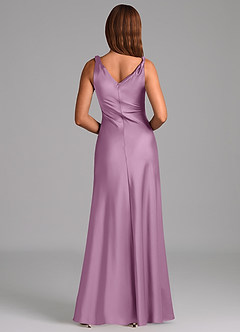 Azazie Nerine Bridesmaid Dresses Wisteria A-Line Pleated Stretch Satin Dress image5
