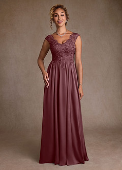 Azazie Amethyst Mère de la mariée Robes Robe Trapèze en Dentelle Sangria image4