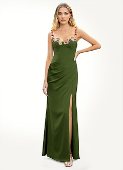 Krisa Olive and Multi Lace Maxi Dress image3