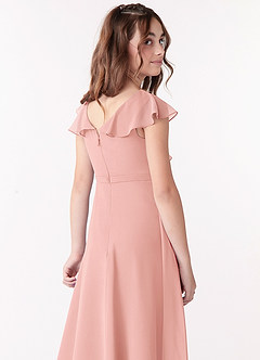 Azazie Posie Junior Rosette A-Line Ruched Chiffon Dress image6
