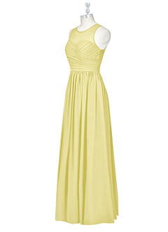 Azazie Nina Bridesmaid Dresses Lemon Sorbet A-Line Pleated Chiffon Dress image8