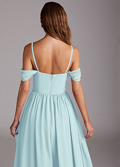Azazie Calianna Bridesmaid Dresses Sea Glass A-Line Off the Shoulder Chiffon Convertible Dress image9
