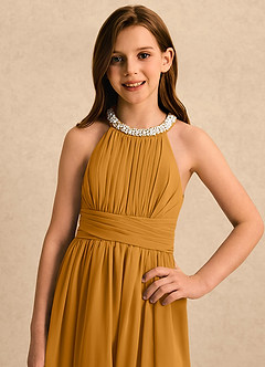 Azazie Aria Girls Formal Flower Girl Klänningar Klänning A-Line i Chiffong Plisserad image4