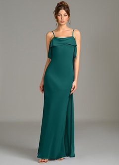 Azazie Kinu Bridesmaid Dresses Peacock Mermaid Corset Chiffon Dress image5