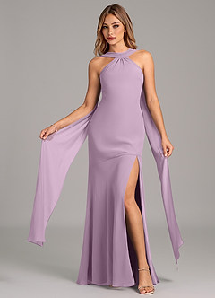 Azazie Kinsley Vestidos de damas de honor Vestido de Glicinia de Gasa de Corte Sirena con Plisado image1