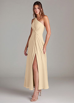 Azazie Brooke Jurken voor bruidsmeisjes Jurk van Chiffon met A-Lijn One-Shoulder Champagne image3