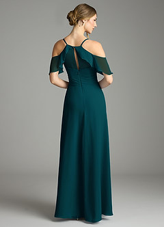 Azazie Dakota Bridesmaid Dresses Pine A-Line V-Neck Pleated Chiffon Dress image2