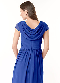 Azazie Organa Bridesmaid Dresses Royal Blue A-Line Pleated Chiffon Dress image5