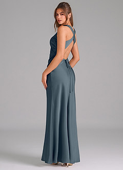 Azazie Evadne Bridesmaid Dresses Twilight A-Line Pleated Stretch Satin Dress image5