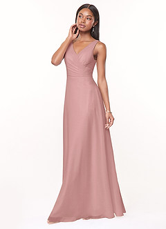 Azazie Nala Bridesmaid Dresses Dusty Rose A-Line Pleated Chiffon Dress image3