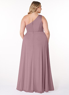 Azazie Brooke Kleider zum Anprobieren zu Hause A-Linie One-Shoulder Gittergewebe Kleider Altrosa image7