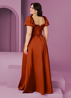 Barbie ♥ Azazie Bridesmaid Dresses Paprika A-Line Ruched Stretch Satin Dress image11