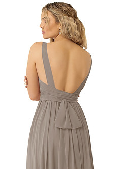 Azazie Kora Bridesmaid Dresses Taupe A-Line Pleated Chiffon Dress image3
