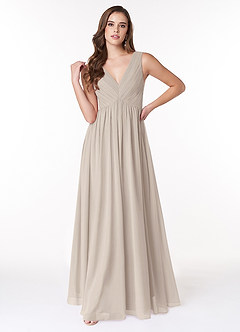 Azazie Ranvie Final Sale Black A-Line V-Neck Pleated Chiffon Dress image9