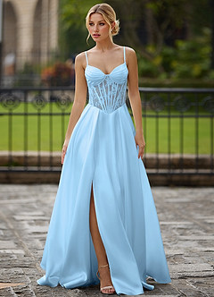 Nimbus Hellblau Ballkleid aus Satin mit Korsettausschnitt image4
