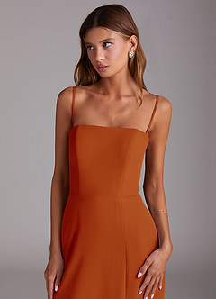 Azazie Wren 신부 들러리 드레스 A라인 스트랩리스 쉬폰 티 길이 드레스 image6