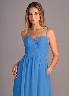 Azazie Joni Bridesmaid Dresses Blue Jay A-Line Strapless Chiffon Convertible Dress image2