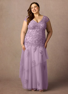 Azazie Romy vestidos de madre de la novia Vestido de Glicinia de Tul de Sirena con Cuello en V Lentejuelas image7