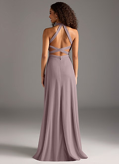 Azazie Clarice Bridesmaid Dresses Dusk A-Line High Neck Mesh Dress image3