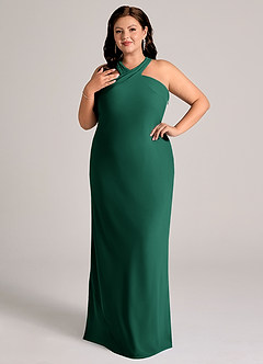 Azazie Doretta Robes de demoiselle d'honneur Robe Sirène en Mousseline de soie Plissée émeraude image9