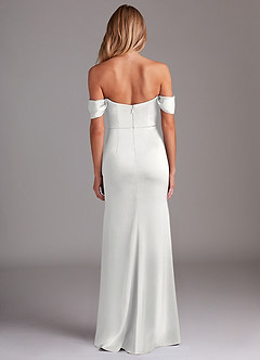 Azazie Saige Abiti da Damigella Abito Tubino in Raso Elasticizzato a Spalla Scoperta Bianco image10