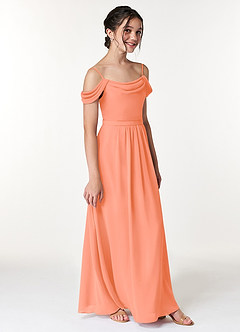 Azazie Alivia Junior Jurk van Chiffon met A-Lijn Off the Shoulder Zonsondergang image3