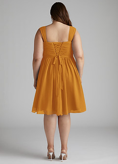 Azazie Angie Bridesmaid Dresses Butterscotch A-Line Corset Chiffon Dress image14