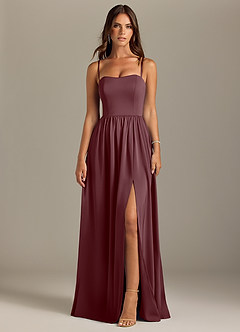 Azazie Calianna Bridesmaid Dresses Sangria A-Line Off the Shoulder Stretch Satin Convertible Dress image9