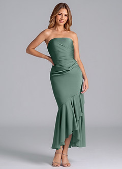 Azazie Danie Jurken voor bruidsmeisjes Jurk van Chiffon met Kolom Strapless Eucalyptus image3