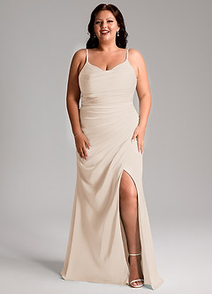 Azazie Deandra Bridesmaid Dresses White Alabaster Mermaid Pleated Stretch Satin Dress image9