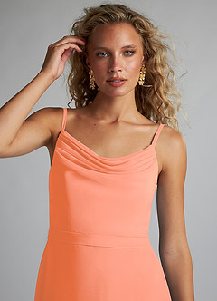 Azazie Summer Vestidos de damas de honor Vestido de Atardecer de Gasa de Corte Sirena con Cuello redondo image5