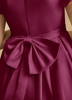 Azazie Pearl Flower Girl Dresses Mulberry Ball-Gown Pleated Matte Satin Dress image8