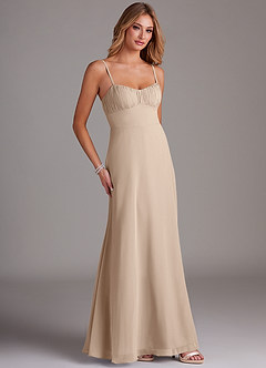 Azazie Breonna Final Sale Taupe A-Line Sweetheart Neckline Chiffon Dress image4