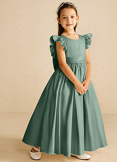 Azazie Piglette Flower Girl Klänningar Klänning A-Line i Matt satäng Rosett image5