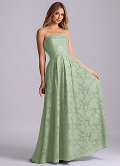 Azazie Lucienne Bridesmaid Dresses Dusty Sage A-Line Strapless Floral Burnout Dress image4