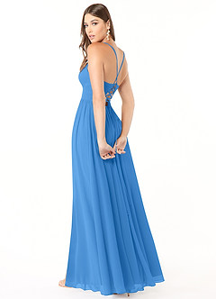 Azazie Aaida Bridesmaid Dresses Blue Jay A-Line Corset Chiffon Dress image5