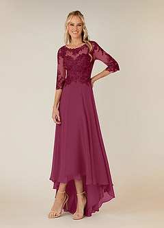 Azazie Monza Mother of the Bride Dresses Mulberry A-Line Lace Chiffon Dress image1