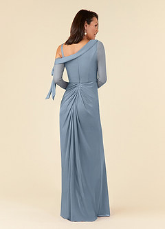 Azazie Marna Mother of the Bride Dresses Dusty Blue Sheath One Shoulder Mesh Dress image7