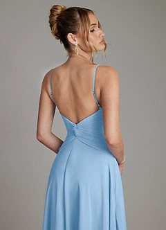 Azazie Elita Bridesmaid Dresses Powder Blue A-Line Pleated Chiffon Dress image2