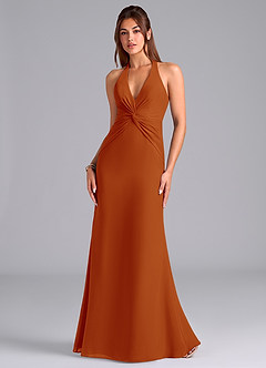 Azazie Valerie Bridesmaid Dresses Paprika Mermaid Pleated Chiffon Dress image4