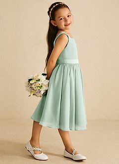Azazie Ari Flower Girl Dresses Agave A-Line Sleeveless Chiffon Dress image3