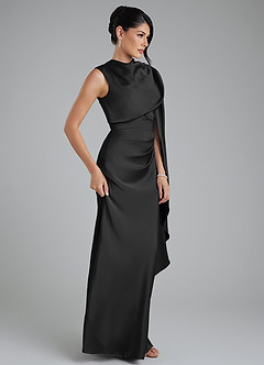 Azazie Taj Robes de demoiselle d'honneur Robe Sirène en Satin extensible Corset Noir image5