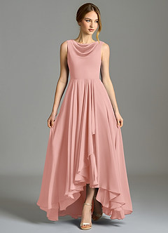 Azazie Wonderland Bridesmaid Dresses Rosette A-Line Pleated Chiffon Dress image4